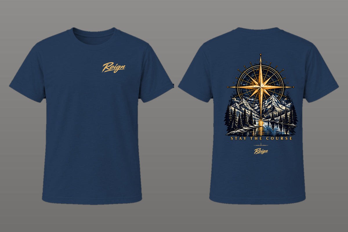 North Star REIGN Elements of Resolve — corrected front and back tee mockup