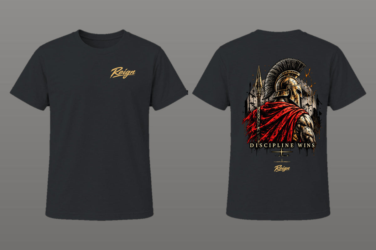 Spartan REIGN Elements of Resolve — corrected front and back tee mockup